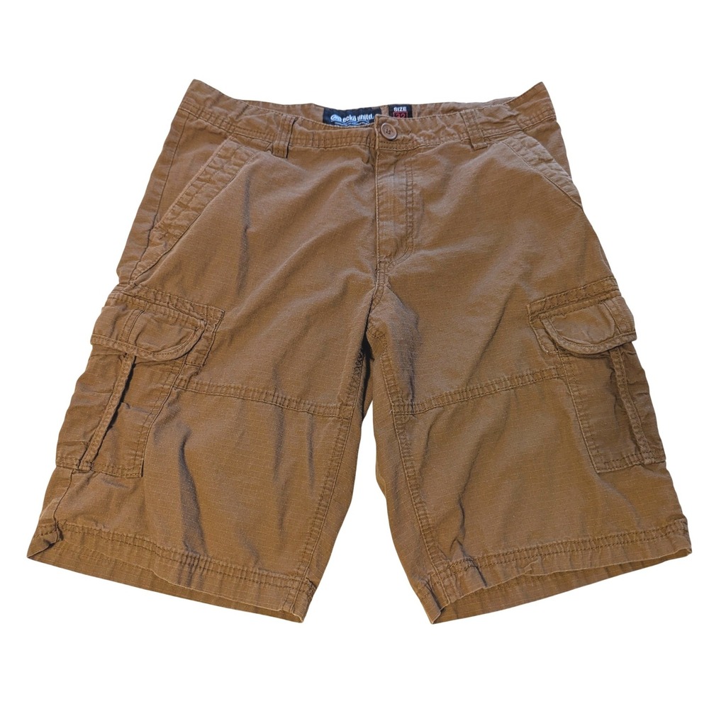Ecko Unltd Mens Brown‎ Ripstop Cargo Shorts Size 32 Streetwear Utility Y2K Rhino